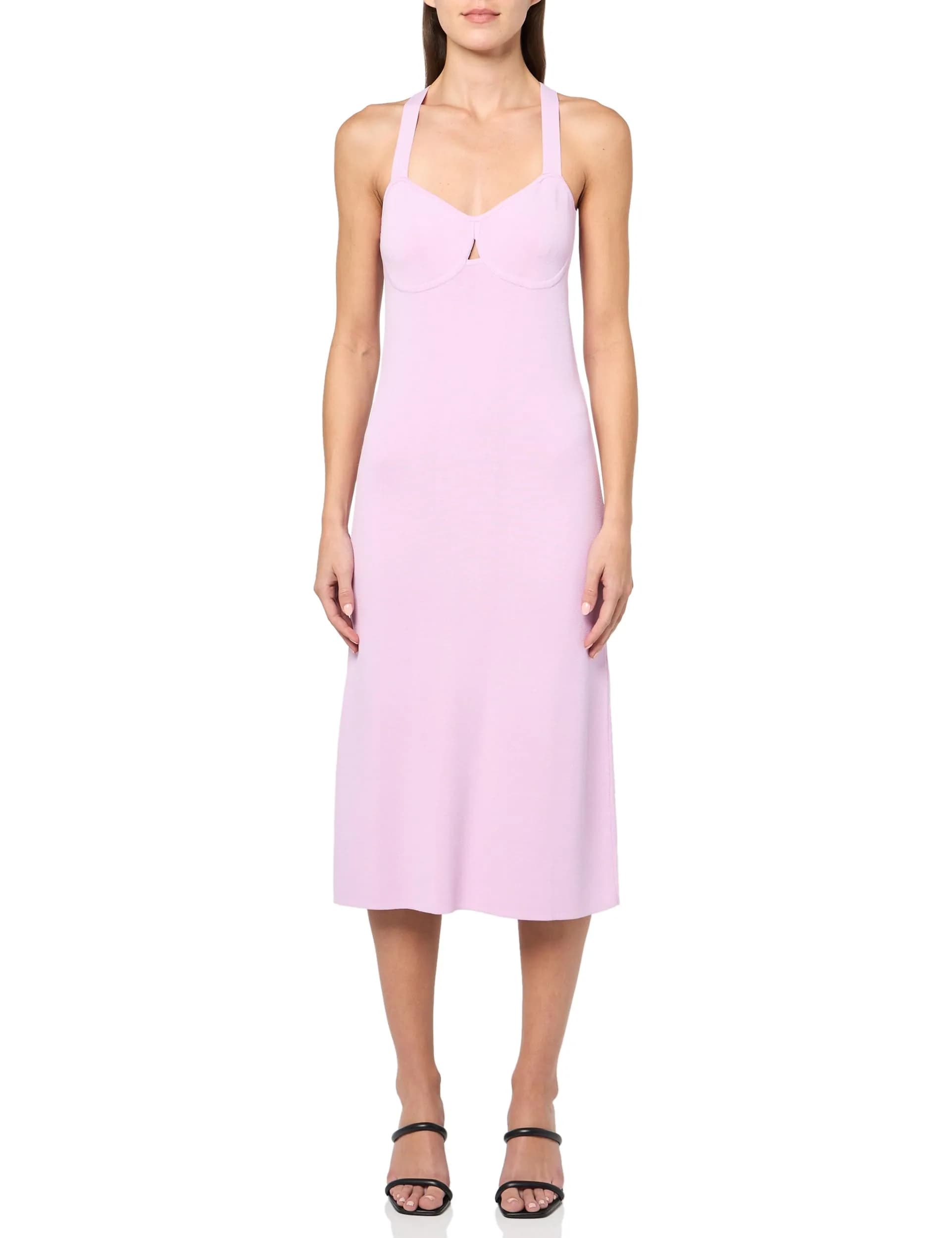 BCBG New York Women's Sleeveless Sweetheart Neck Midi Sweater Dress, Orchid | Flattering Fit & Versatile Style
