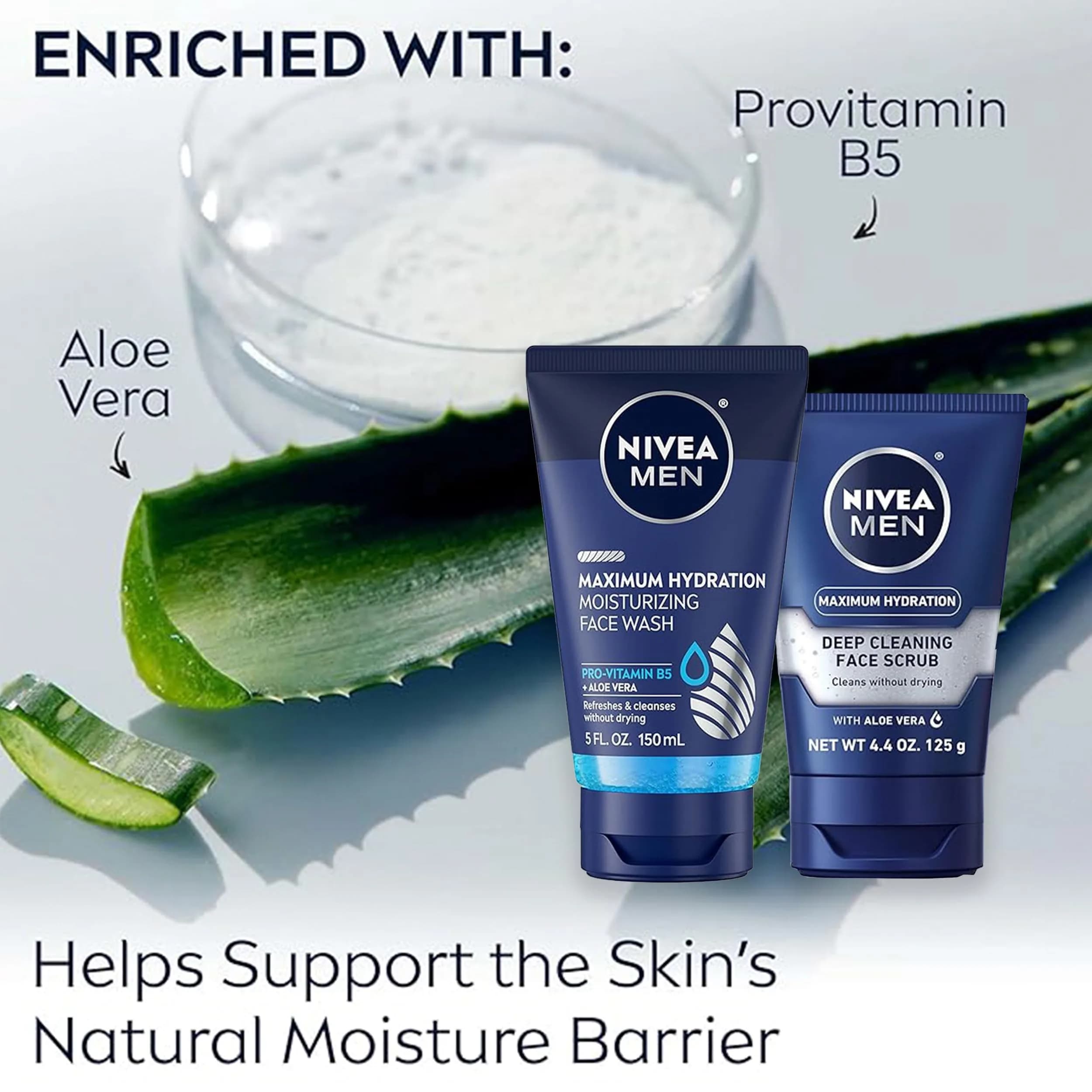 NIVEA MEN Maximum Hydration Face Wash & Scrub Set | 5 Fl Oz Face Wash, 3x4.4 Oz Face Scrub - view 5