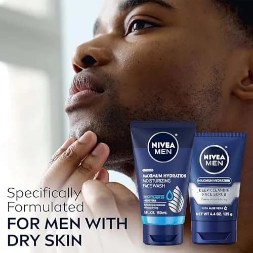 NIVEA MEN Maximum Hydration Face Wash & Scrub Set | 5 Fl Oz Face Wash, 3x4.4 Oz Face Scrub thumbnail 2