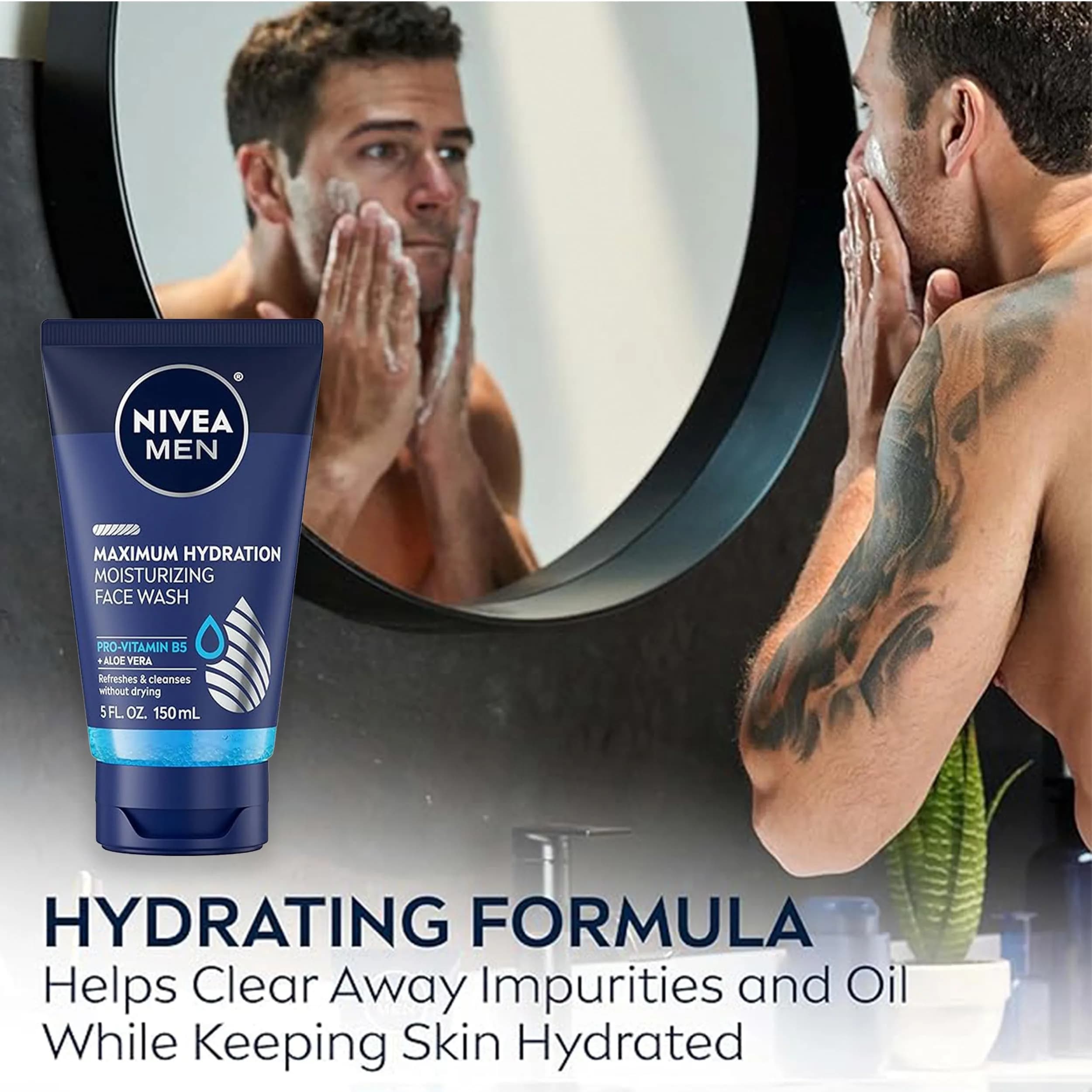 NIVEA MEN Maximum Hydration Face Wash & Scrub Set | 5 Fl Oz Face Wash, 3x4.4 Oz Face Scrub - view 3