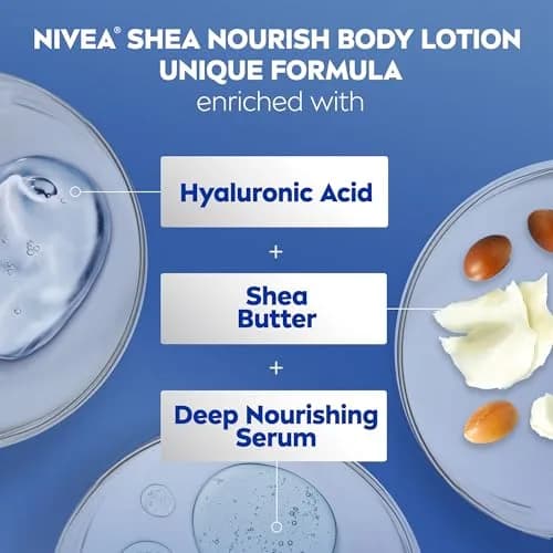 NIVEA Shea Nourish Body Lotion & Shea Butter Body Wash Set | 16.9 Fl Oz (500ml) & 20 Fl Oz (591ml) thumbnail 5