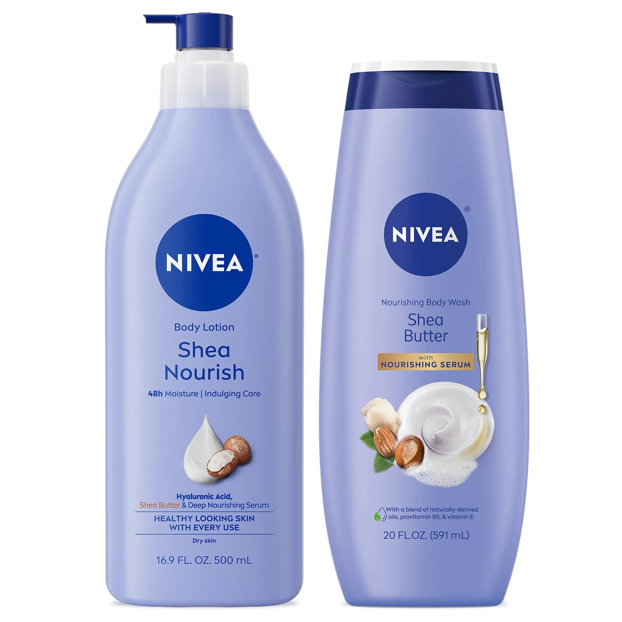 NIVEA Shea Nourish Body Lotion & Shea Butter Body Wash Set | 16.9 Fl Oz (500ml) & 20 Fl Oz (591ml) - main product image