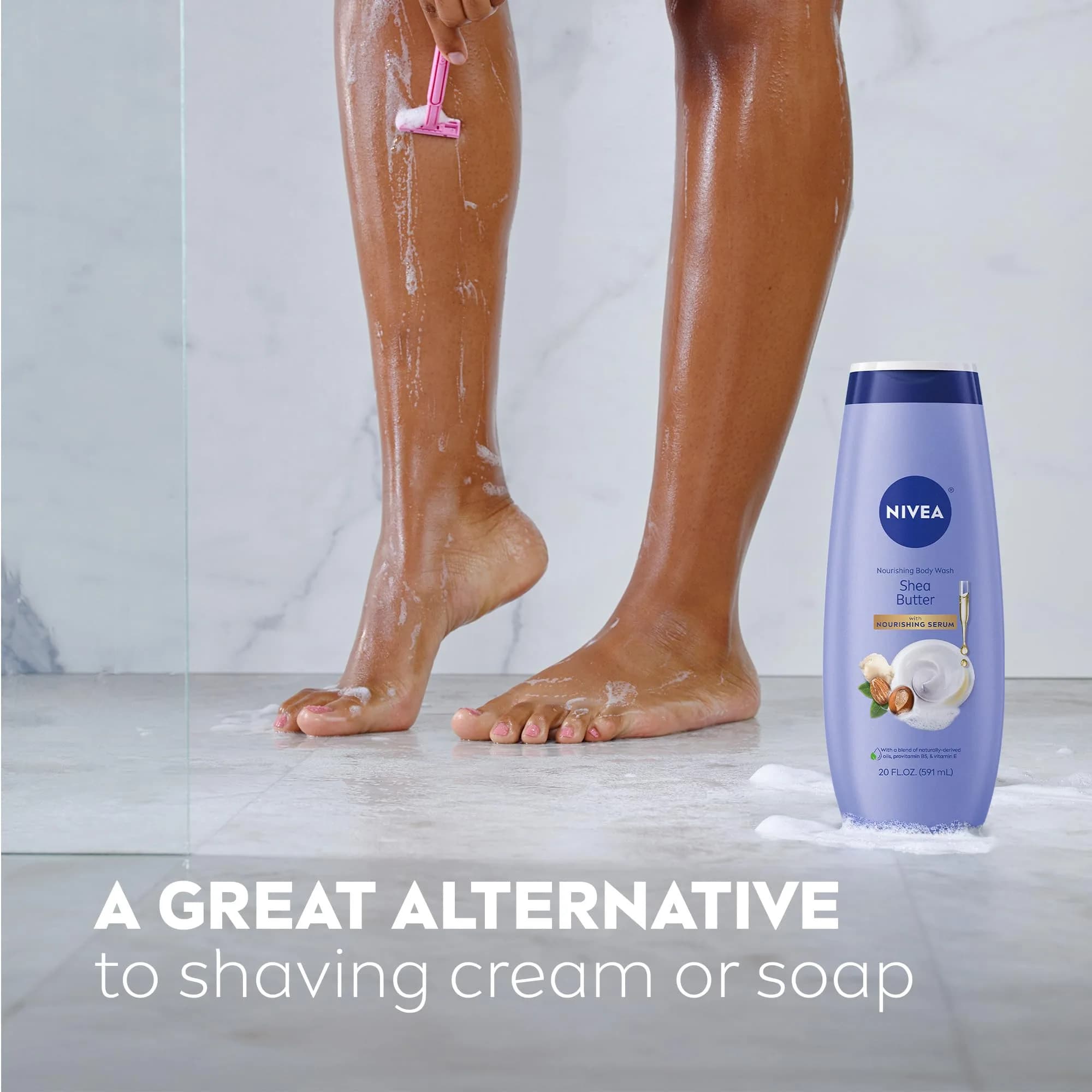 NIVEA Shea Nourish Body Lotion & Shea Butter Body Wash Set | 16.9 Fl Oz (500ml) & 20 Fl Oz (591ml) - view 9