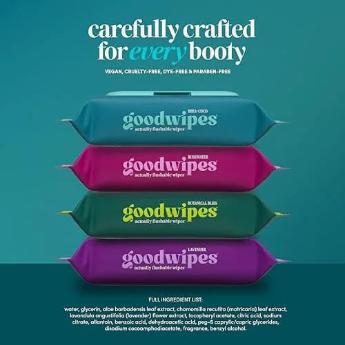 goodwipes Flushable Wipes Shea Coco XL Size | Septic Safe & Plant-Based (153 Count) thumbnail 6