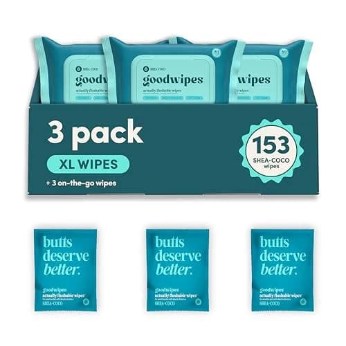 goodwipes Flushable Wipes Shea Coco XL Size | Septic Safe & Plant-Based (153 Count) thumbnail 1