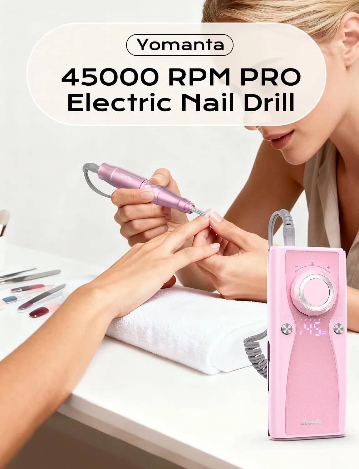Yomanta Electric Nail Drill Professional Kit 45000 RPM USB Rechargeable Efile Nail File with 12 Bits | Salon & Home Manicure Tool - view 9