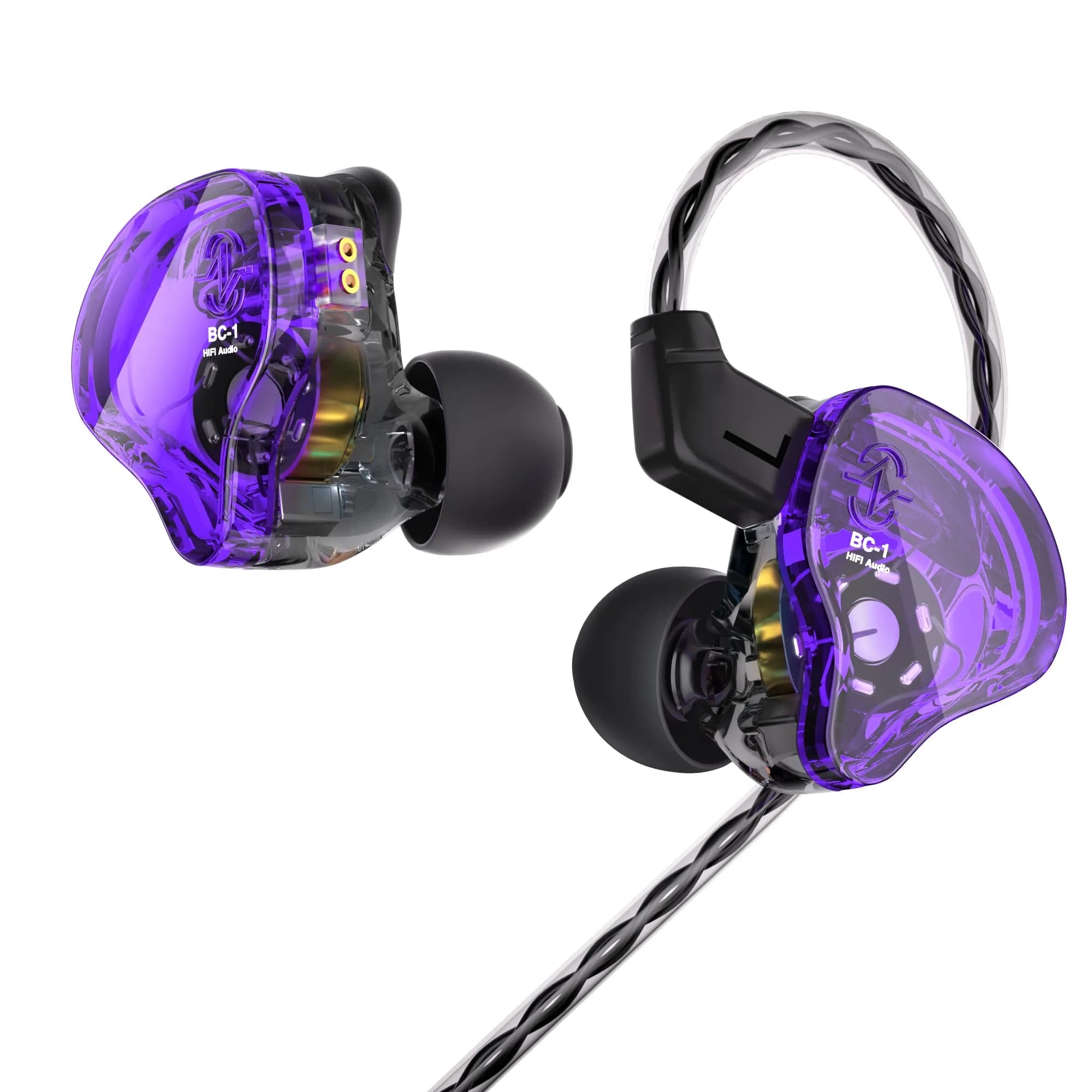 CCZ Melody In-Ear Monitors Wired Earbuds with 1DD 1BA Hybrid Drivers, Detachable 4N OFC Cable, 3.5mm Plug, Purple (16 Ohm, 110dB) | Studio Monitoring HIFI Bass - main product image