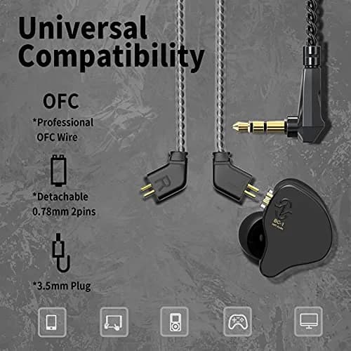 CCZ Melody In-Ear Monitors Wired Earbuds with 1DD 1BA Hybrid Drivers, Detachable 4N OFC Cable, 3.5mm Plug, Purple (16 Ohm, 110dB) | Studio Monitoring HIFI Bass thumbnail 4