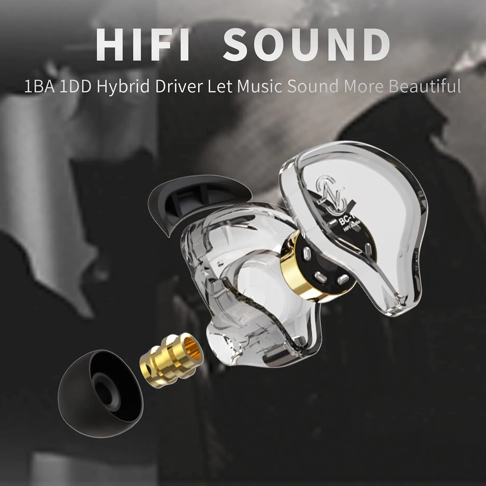 CCZ Melody In-Ear Monitors Wired Earbuds with 1DD 1BA Hybrid Drivers, Detachable 4N OFC Cable, 3.5mm Plug, Purple (16 Ohm, 110dB) | Studio Monitoring HIFI Bass - view 5
