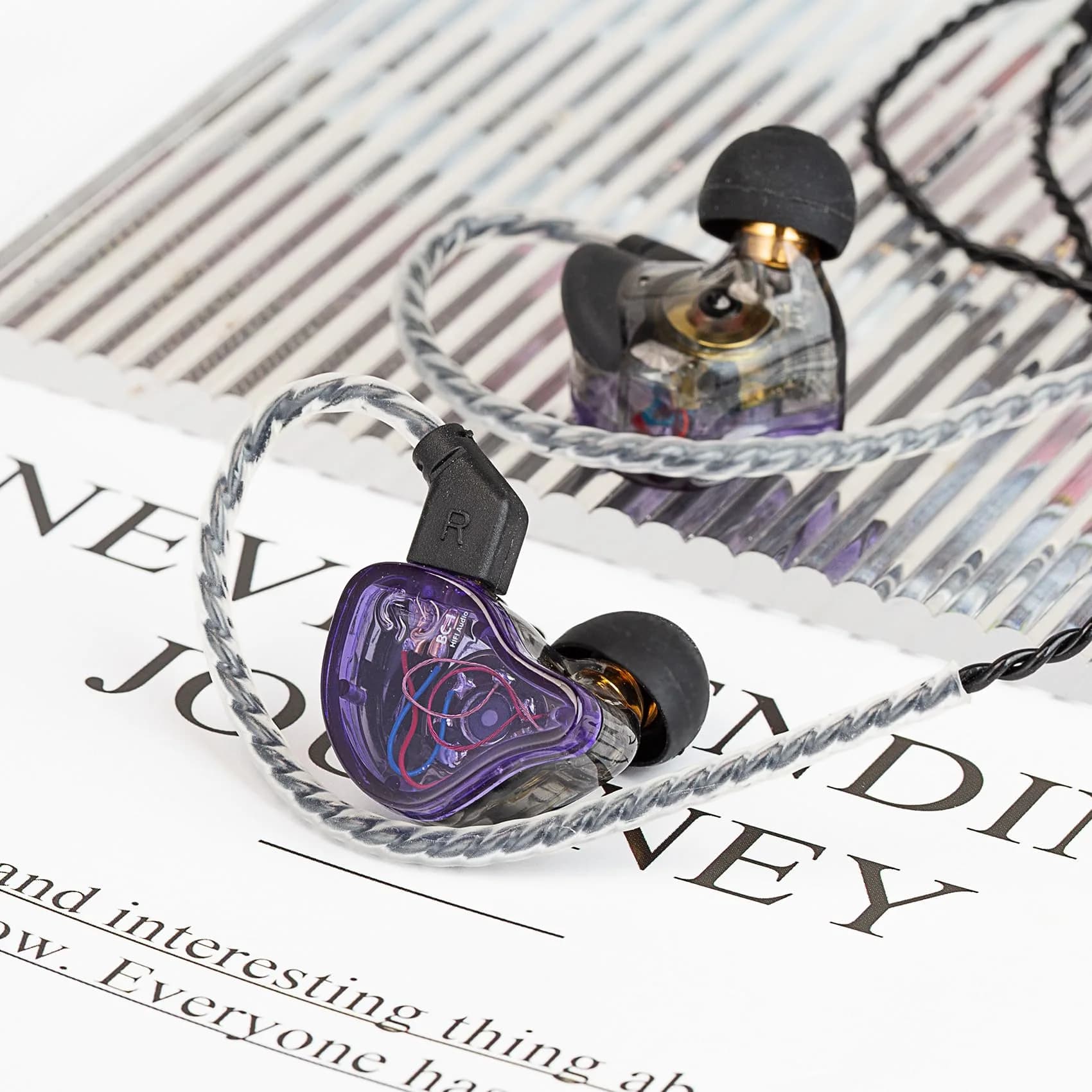 CCZ Melody In-Ear Monitors Wired Earbuds with 1DD 1BA Hybrid Drivers, Detachable 4N OFC Cable, 3.5mm Plug, Purple (16 Ohm, 110dB) | Studio Monitoring HIFI Bass - view 7