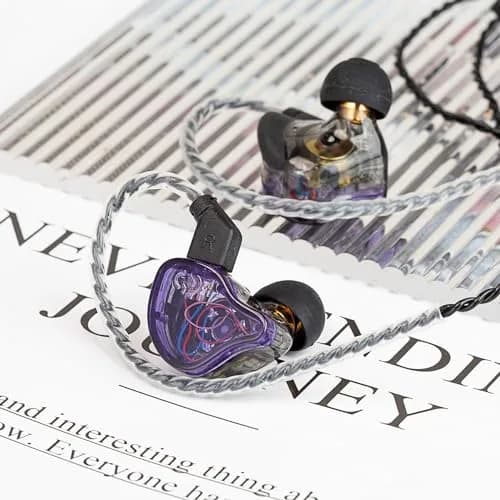 CCZ Melody In-Ear Monitors Wired Earbuds with 1DD 1BA Hybrid Drivers, Detachable 4N OFC Cable, 3.5mm Plug, Purple (16 Ohm, 110dB) | Studio Monitoring HIFI Bass thumbnail 7