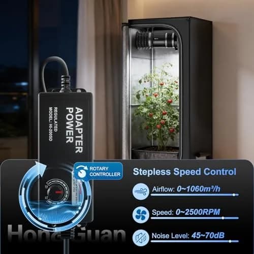 Hon&Guan 8 Inch Inline Booster Duct Fan with Speed Controller | 623 CFM Airflow, 44W Low Power, 45 dBA Noise thumbnail 4