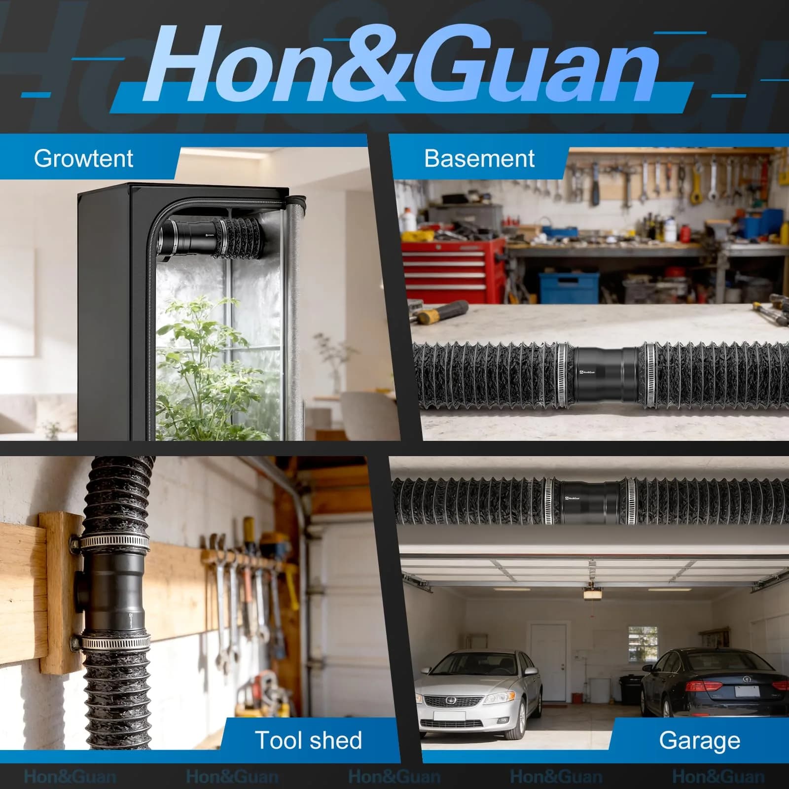 Hon&Guan 8 Inch Inline Booster Duct Fan with Speed Controller | 623 CFM Airflow, 44W Low Power, 45 dBA Noise - view 7