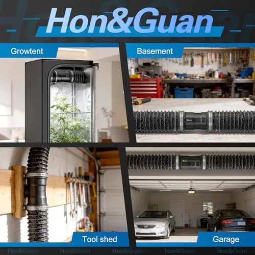 Hon&Guan 8 Inch Inline Booster Duct Fan with Speed Controller | 623 CFM Airflow, 44W Low Power, 45 dBA Noise thumbnail 7
