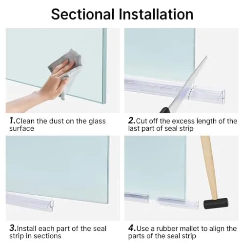 AmazerBath Shower Door Bottom Seal Strip 15.75" (39.37cm) 3-Pack | Stops Shower Leaks thumbnail 5