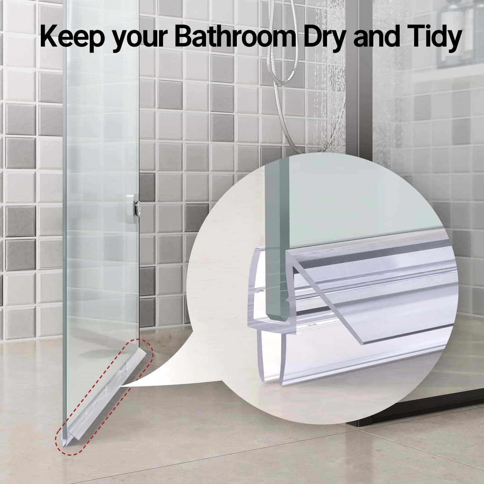 AmazerBath Shower Door Bottom Seal Strip 15.75" (39.37cm) 3-Pack | Stops Shower Leaks - view 7