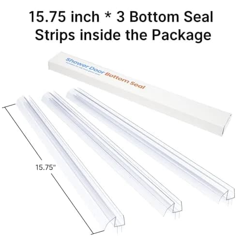 AmazerBath Shower Door Bottom Seal Strip 15.75" (39.37cm) 3-Pack | Stops Shower Leaks thumbnail 2