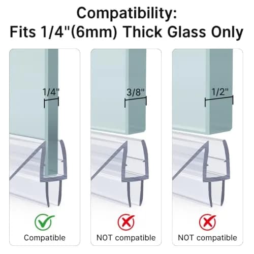 AmazerBath Shower Door Bottom Seal Strip 15.75" (39.37cm) 3-Pack | Stops Shower Leaks thumbnail 3