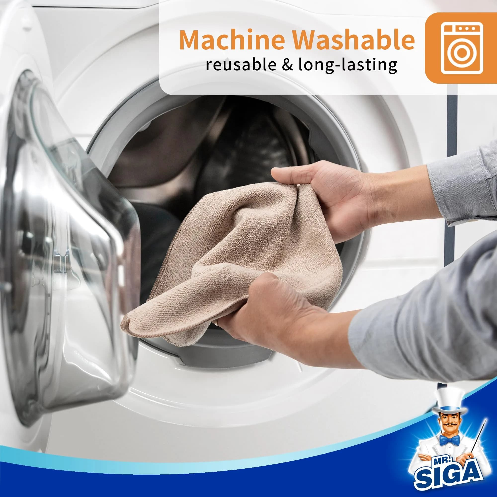 MR.SIGA Microfiber Cleaning Cloths, Streak Free Microfiber Towels, 12 Pack, 32x32cm (12.6x12.6 inch) | Lint-Free & Super Absorbent thumbnail 4