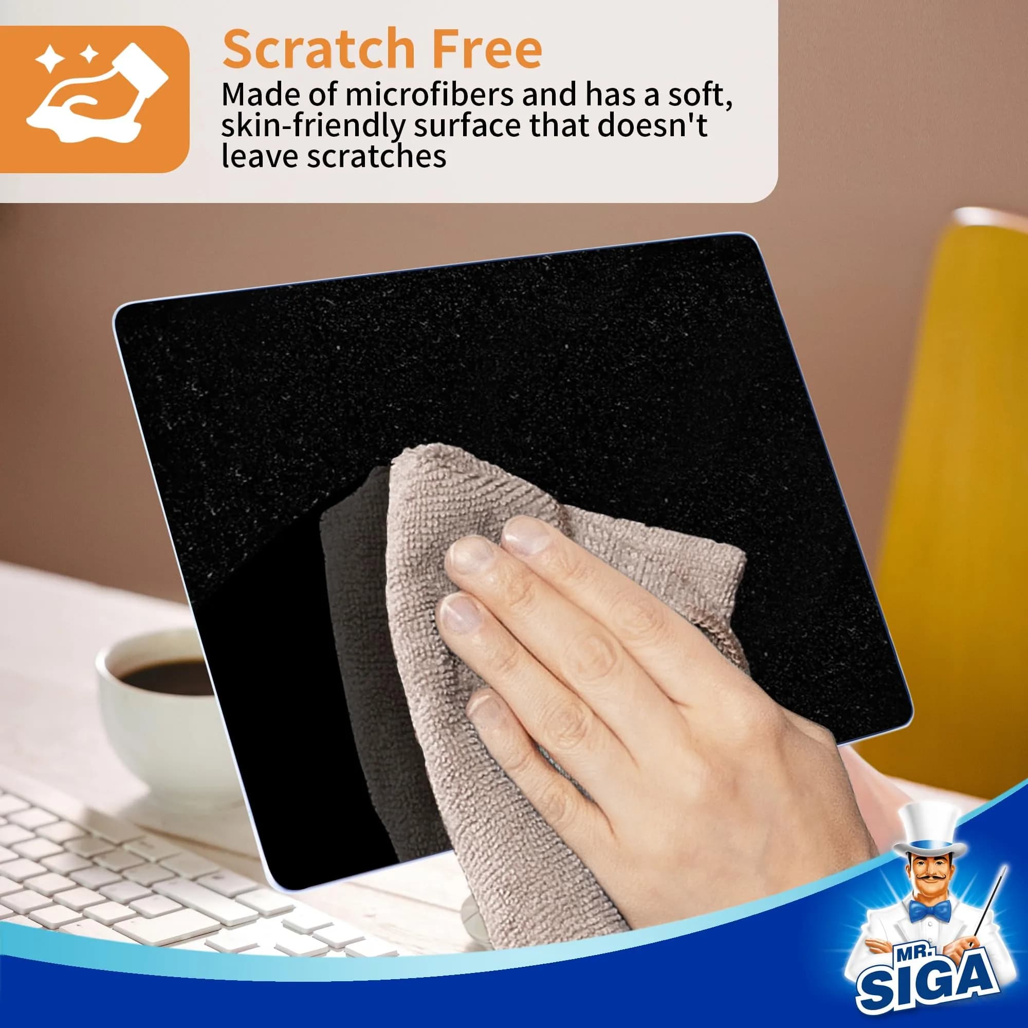 MR.SIGA Microfiber Cleaning Cloths, Streak Free Microfiber Towels, 12 Pack, 32x32cm (12.6x12.6 inch) | Lint-Free & Super Absorbent thumbnail 5