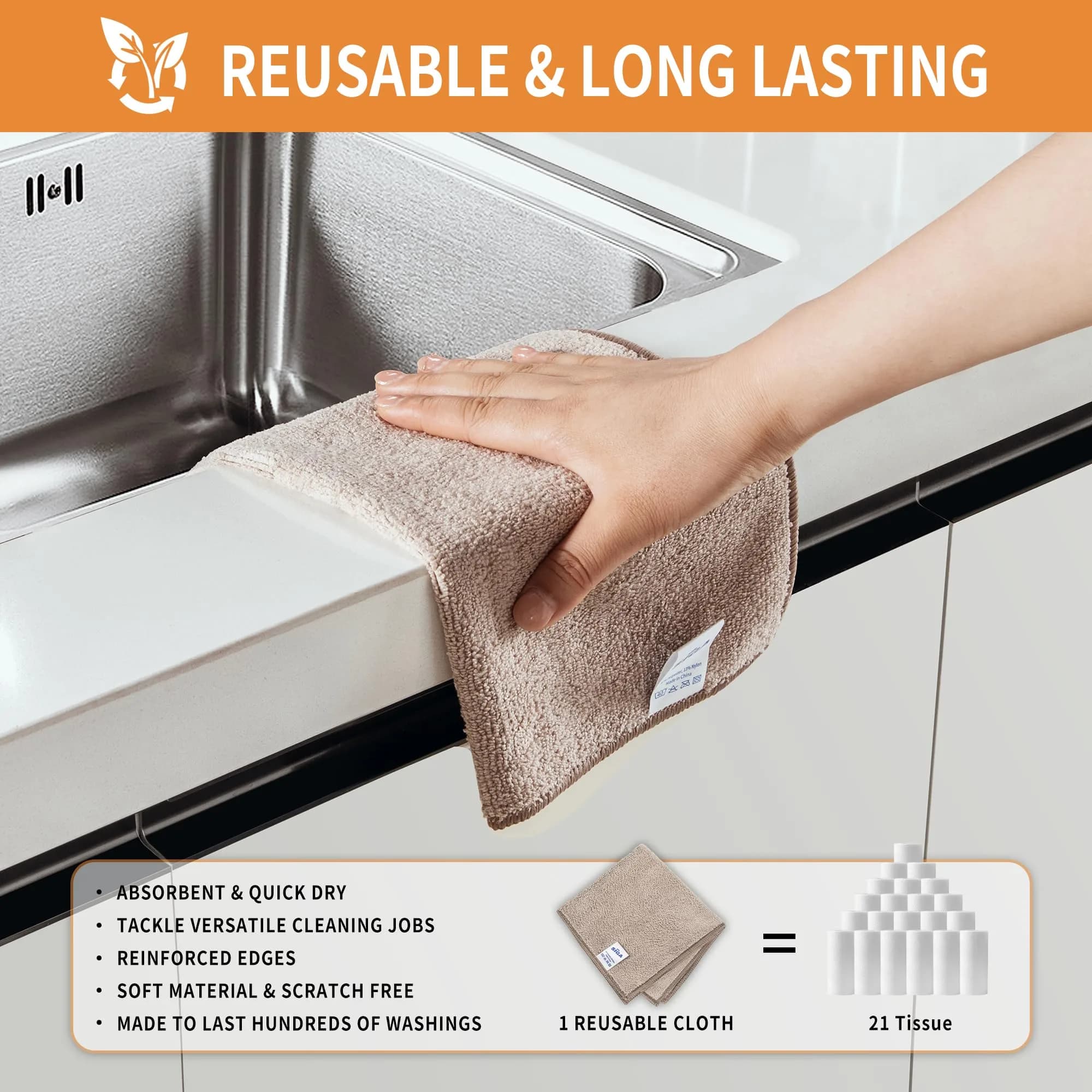 MR.SIGA Microfiber Cleaning Cloths, Streak Free Microfiber Towels, 12 Pack, 32x32cm (12.6x12.6 inch) | Lint-Free & Super Absorbent thumbnail 6