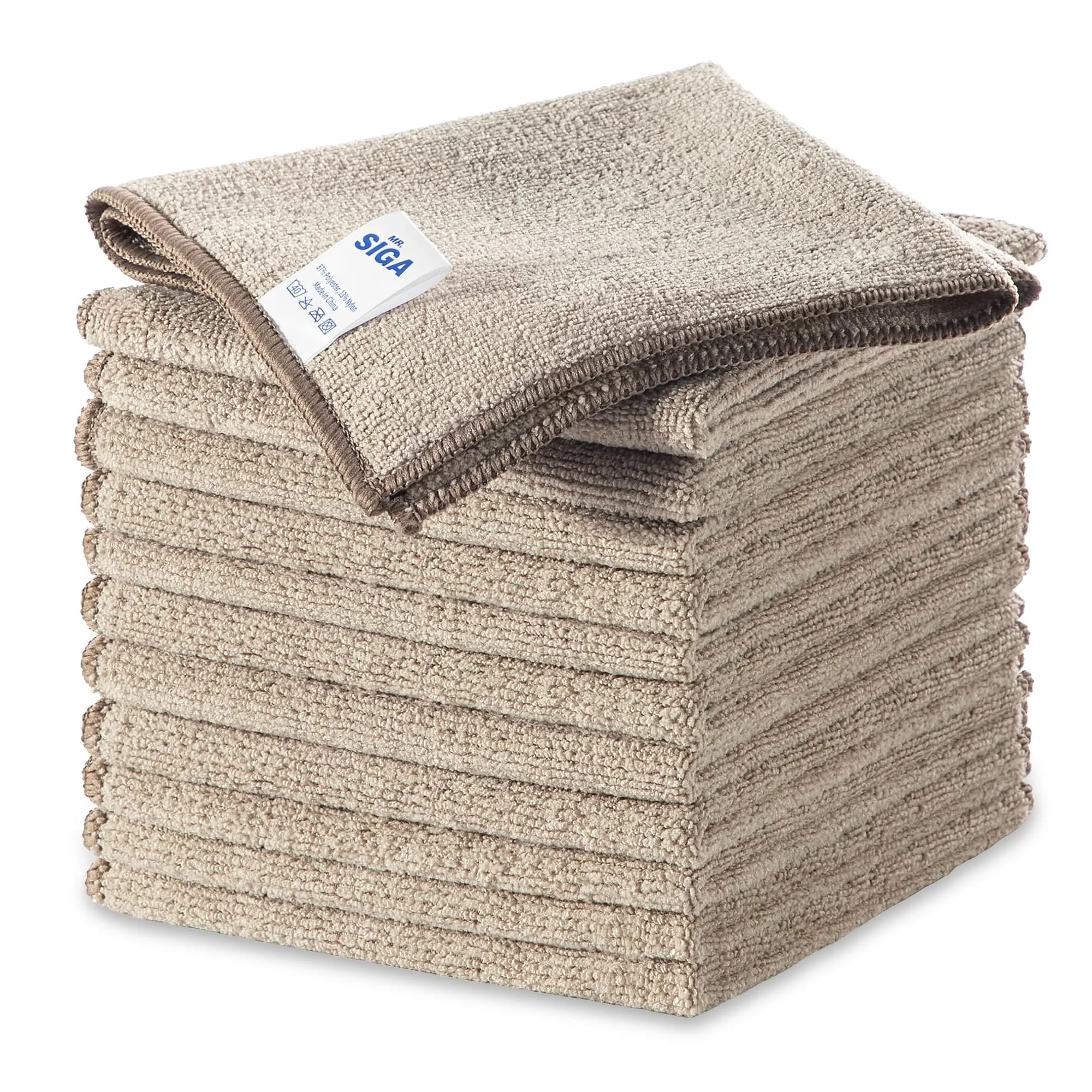 MR.SIGA Microfiber Cleaning Cloths, Streak Free Microfiber Towels, 12 Pack | 32x32cm (12.6x12.6") Assorted — Wheat