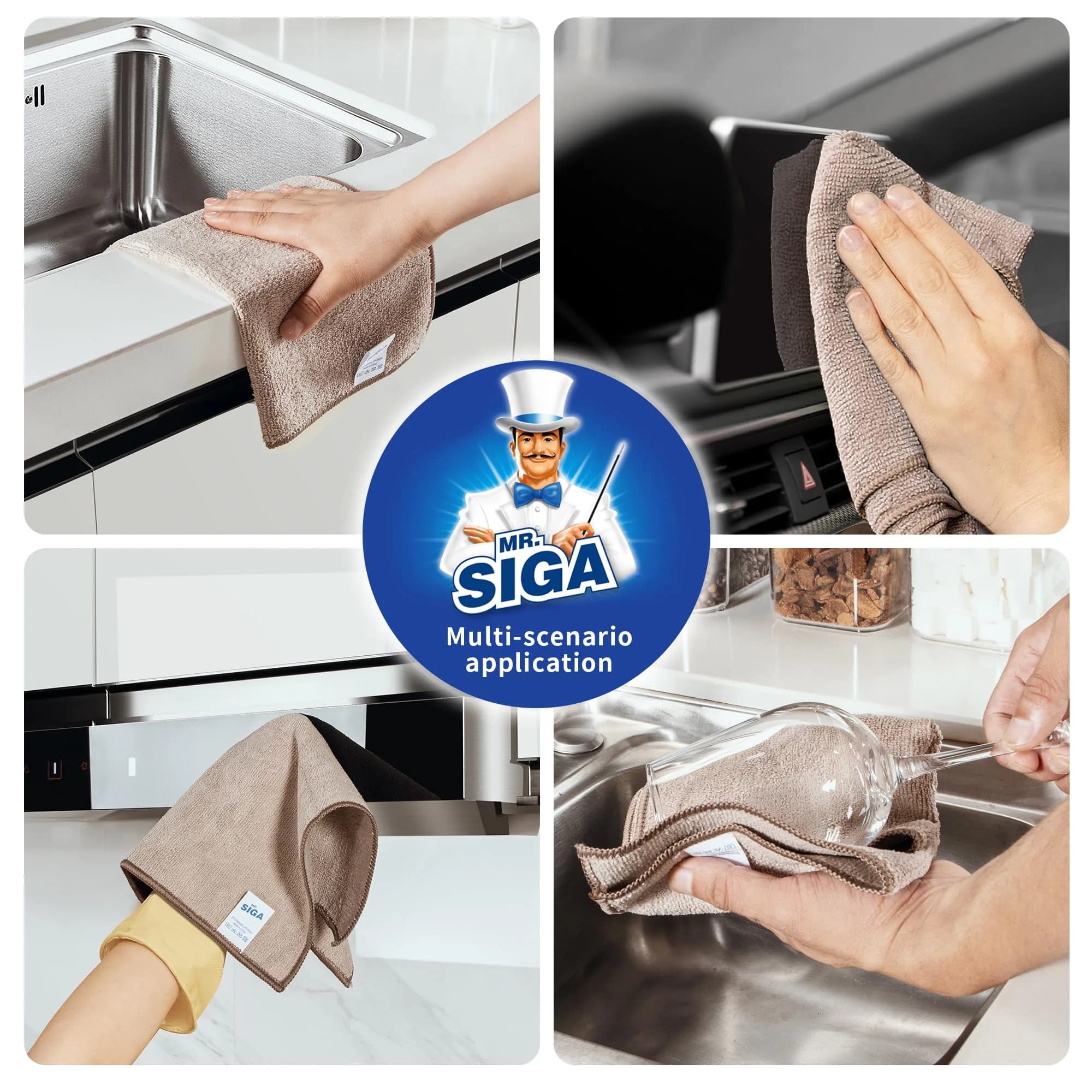 MR.SIGA Microfiber Cleaning Cloths, Streak Free Microfiber Towels, 12 Pack, 32x32cm (12.6x12.6 inch) | Lint-Free & Super Absorbent thumbnail 7