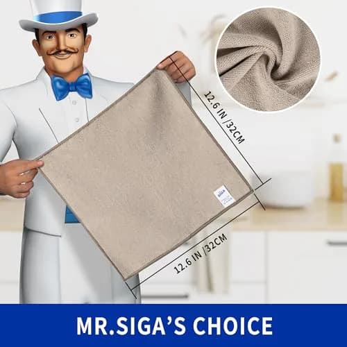 MR.SIGA Microfiber Cleaning Cloths, Streak Free Microfiber Towels, 12 Pack, 32x32cm (12.6x12.6 inch) | Lint-Free & Super Absorbent thumbnail 2