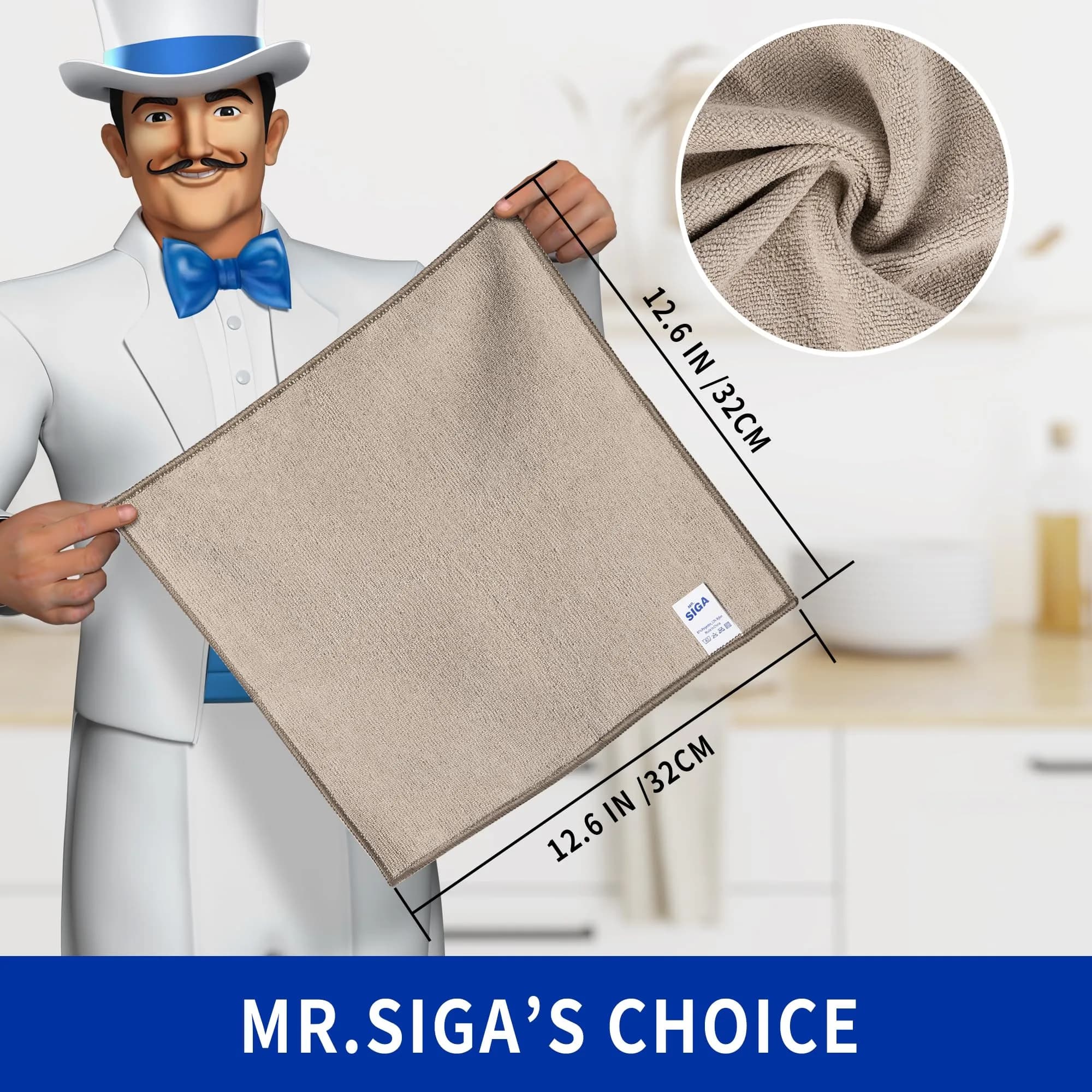 MR.SIGA Microfiber Cleaning Cloths, Streak Free Microfiber Towels, 12 Pack, 32x32cm (12.6x12.6 inch) | Lint-Free & Super Absorbent thumbnail 2