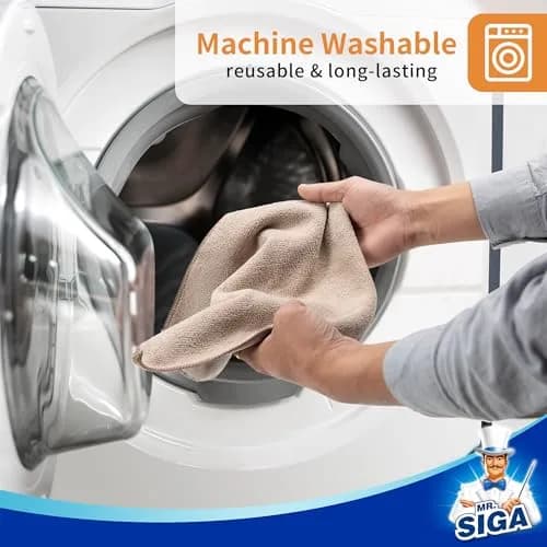 MR.SIGA Microfiber Cleaning Cloths, Streak Free Microfiber Towels, 12 Pack, 32x32cm (12.6x12.6 inch) | Lint-Free & Super Absorbent thumbnail 4