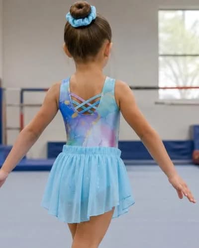Idgreatim Girls Gymnastics Leotards 3-Piece Outfit Aqua Marble 6-7 Years | Complete Set for Dance & Play thumbnail 3