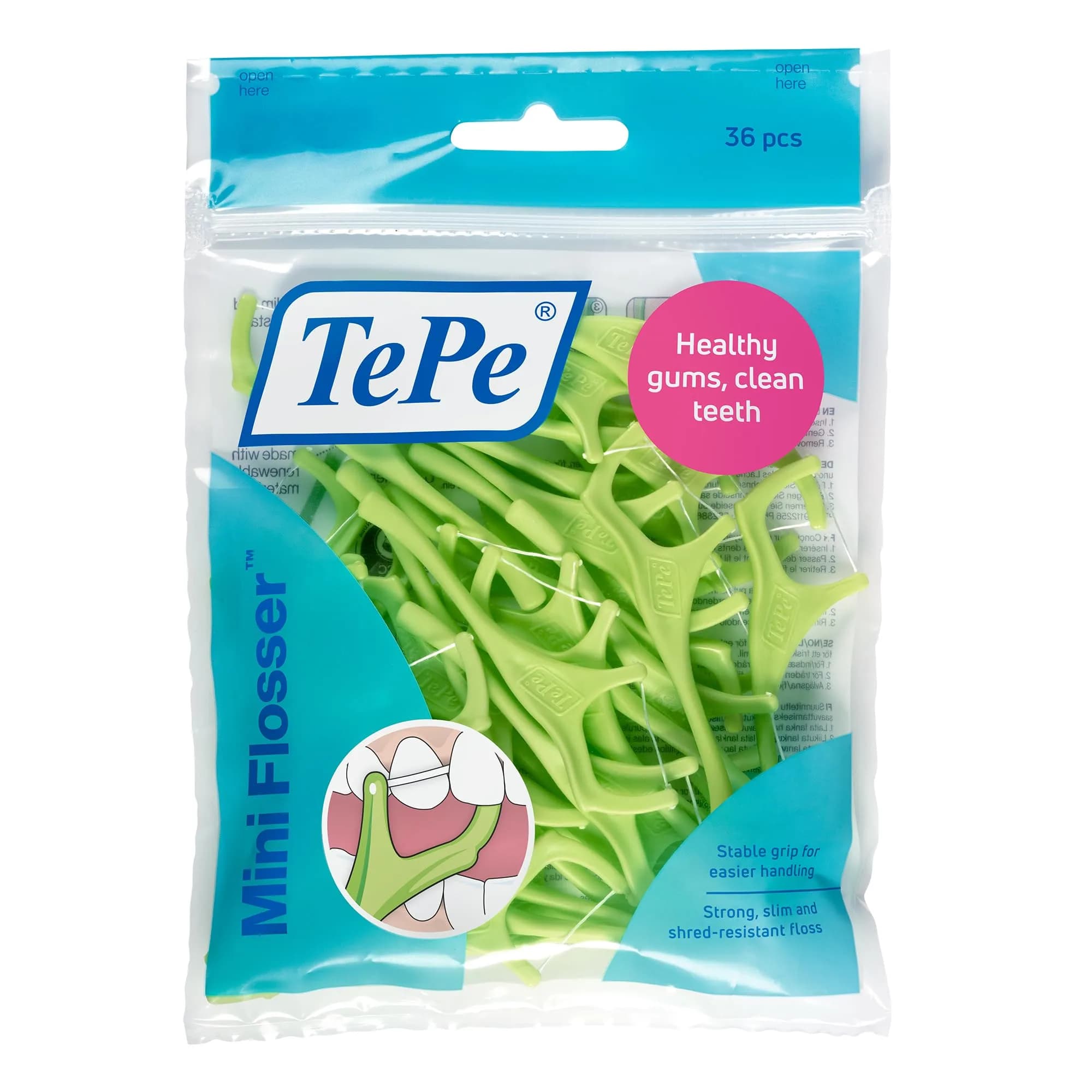TePe Mini Flosser Dental Floss Picks 36 Count | Easy Cleaning for Tight Gaps - main product image