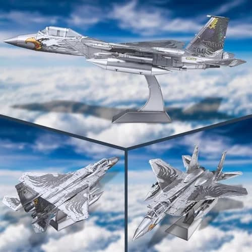 Piececool American F-15 Fighter Metal Airplane Model Kit | 84 Pieces, Stainless Steel thumbnail 4