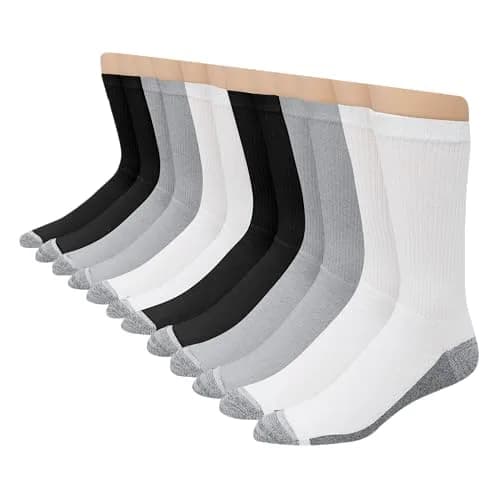 Hanes Men's Max Cushion Crew Socks | Moisture-Wicking & Odor Control, Extended Sizes thumbnail 1