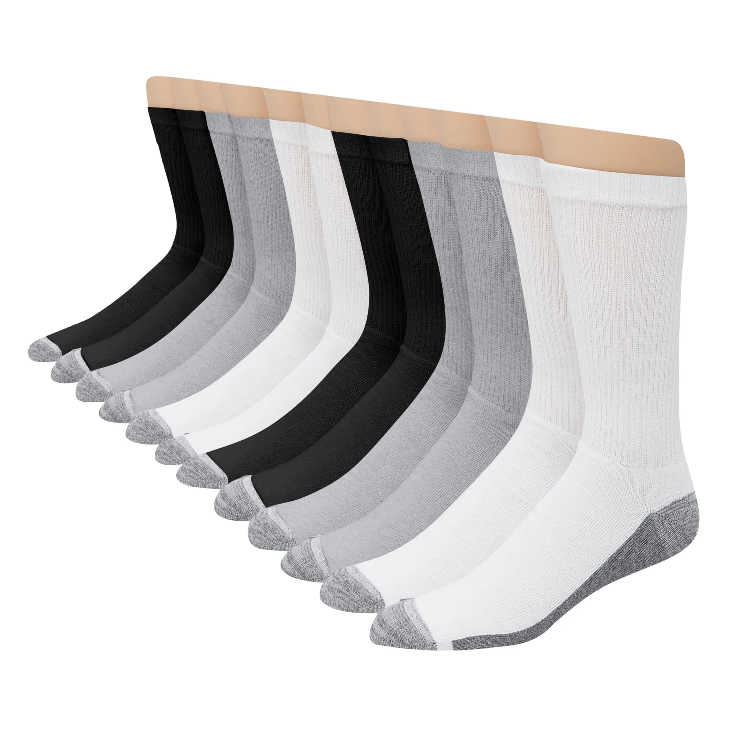 Hanes Men's Max Cushion Crew Socks | Moisture-Wicking & Odor Control, Extended Sizes