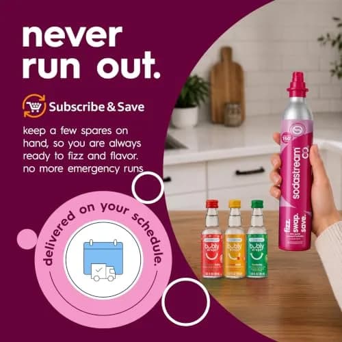 SodaStream Pink Quick Connect CO2 Cylinder & bubly Drops Bundle | Makes 60L Sparkling Water | Fits TERRA, ART, ENSO Machines thumbnail 4