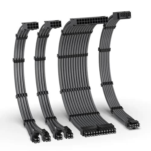 EZDIY-FAB 12VHPWR PSU Extension Kit 300mm (11.8in) | 1x24-Pin ATX, 2x8-Pin EPS, 1x12+4 Pin GPU, Carbon Sleeved thumbnail 1