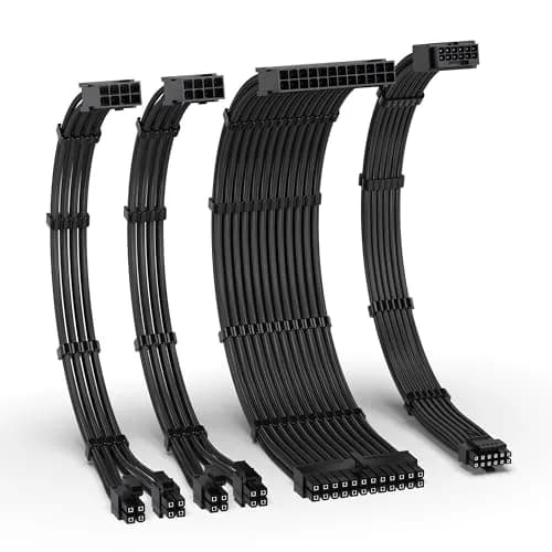 EZDIY-FAB 12VHPWR PSU Extension Kit 300mm (12.0 in) | Black Sleeved Cables for RTX 40/50 Series GPUs thumbnail 1