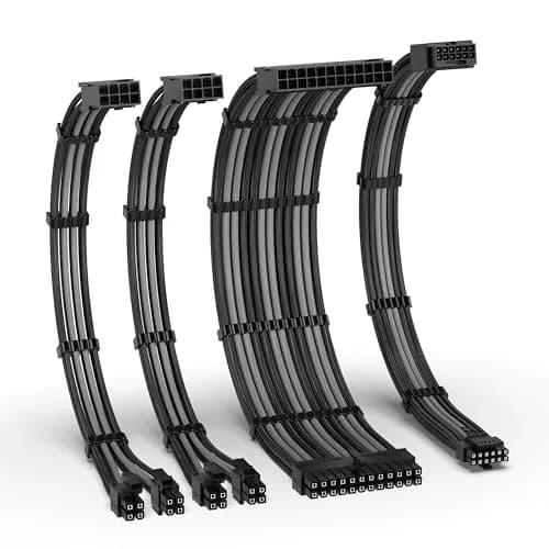 EZDIY-FAB 12VHPWR PSU Extension Cable Kit 300mm (12cm) | Black Grey thumbnail 1