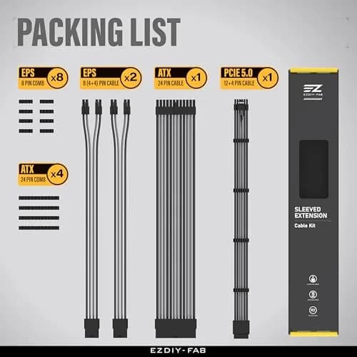 EZDIY-FAB 12VHPWR PSU Extension Cable Kit 300mm (12cm) | Black Grey thumbnail 7