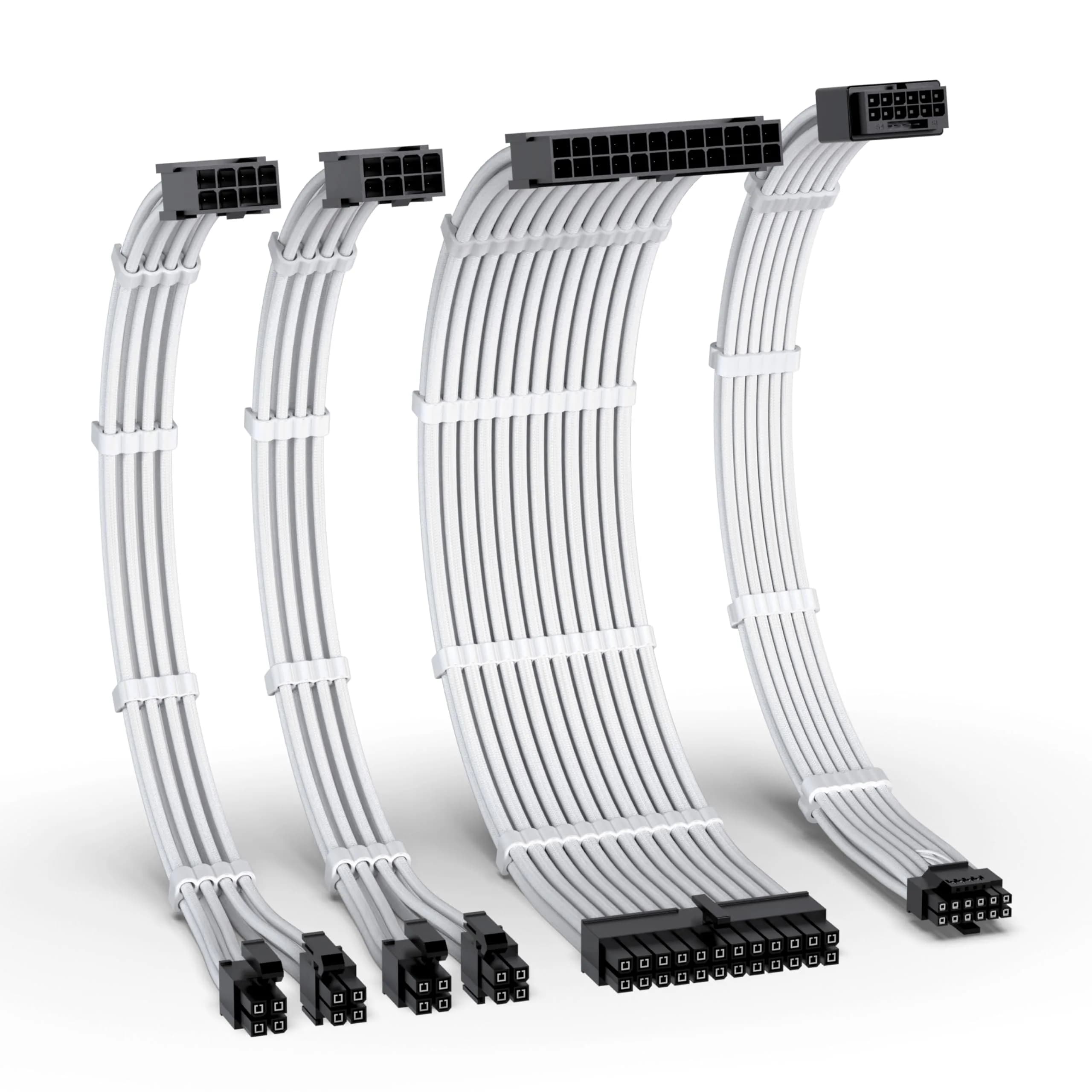 EZDIY-FAB 12VHPWR PSU Extension Kit 300mm (11.8") | 1x24-Pin ATX, 2x8-Pin EPS, 1x12+4 Pin GPU, White - main product image