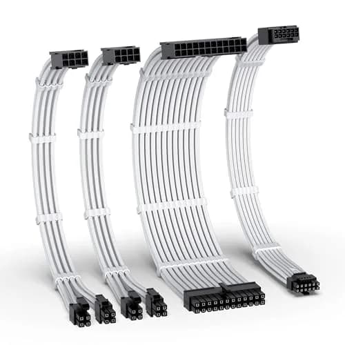 EZDIY-FAB 12VHPWR PSU Extension Kit 300mm (11.8") | 1x24-Pin ATX, 2x8-Pin EPS, 1x12+4 Pin GPU, White thumbnail 1