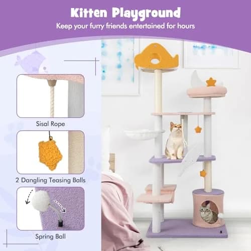PETSITE Cat Tree Tower 66 Inch | Multi-Level Modern Cat Furniture with Sisal Posts & Playful Design thumbnail 4