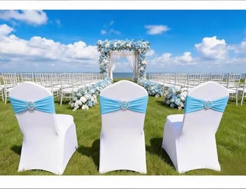 Gankar Baby Blue Chair Sashes 50 Pack | Stretchable Polyester Spandex Bands for Events thumbnail 5
