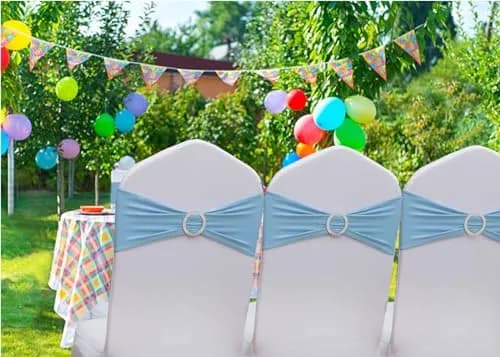 Gankar Baby Blue Chair Sashes 50 Pack | Stretchable Polyester Spandex Bands for Events thumbnail 9