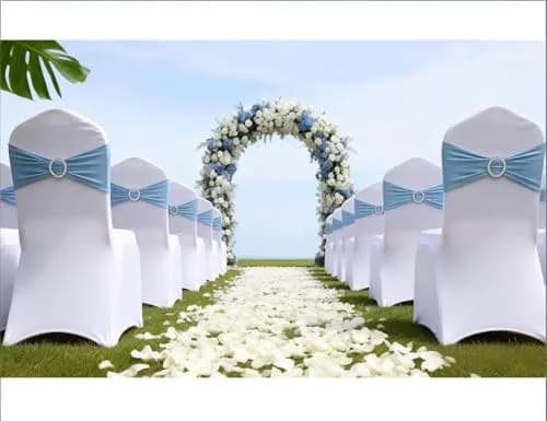 Gankar Baby Blue Chair Sashes 50 Pack | Stretchable Polyester Spandex Bands for Events thumbnail 2