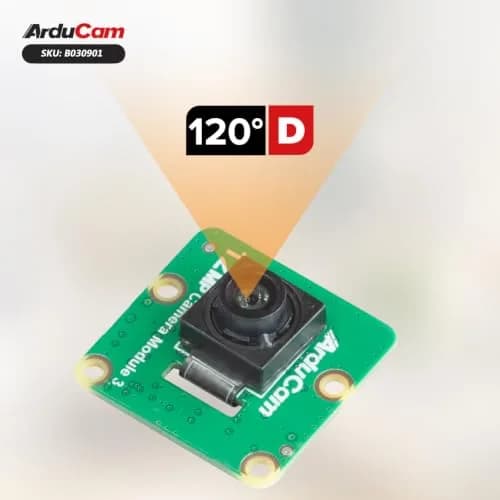 Arducam Raspberry Pi Camera Module 3 12MP IMX708 102° Wide Angle Fixed Focus HDR Camera | Compatible with Raspberry Pi 5, 4, 3, 2, Zero W thumbnail 3