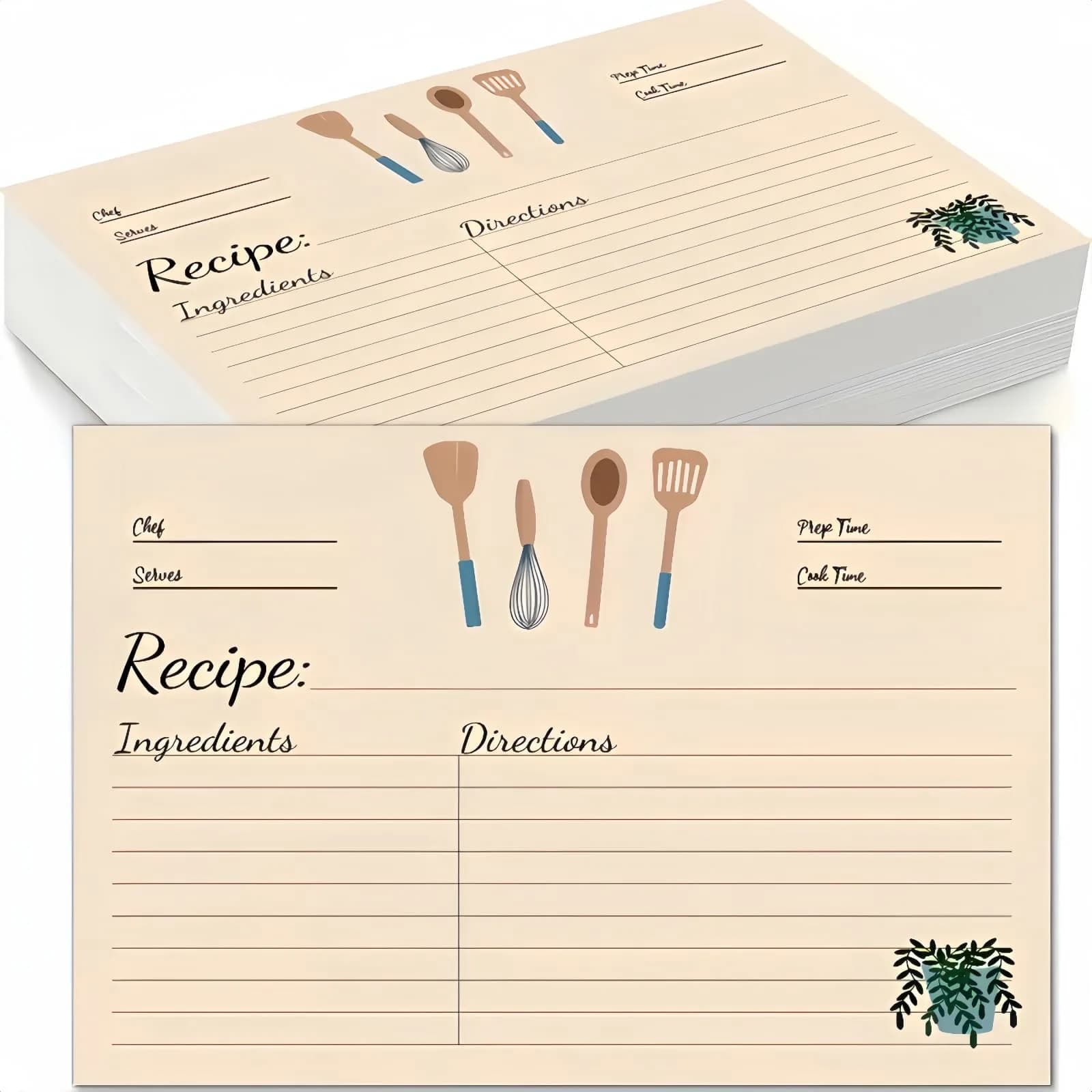 YOJO Recipe Cards,50 Count 4x6 | Minimalist Cardstock for Kitchen & Gifts — beige