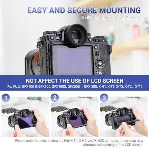 JJC Camera Viewfinder Eyepiece Eye Cup for Fuji GFX100 II & X-H2S | Soft Silicone, Replaces EC-GFX, Blocks Light, Impact-Resistant (70-120 chars) thumbnail 3
