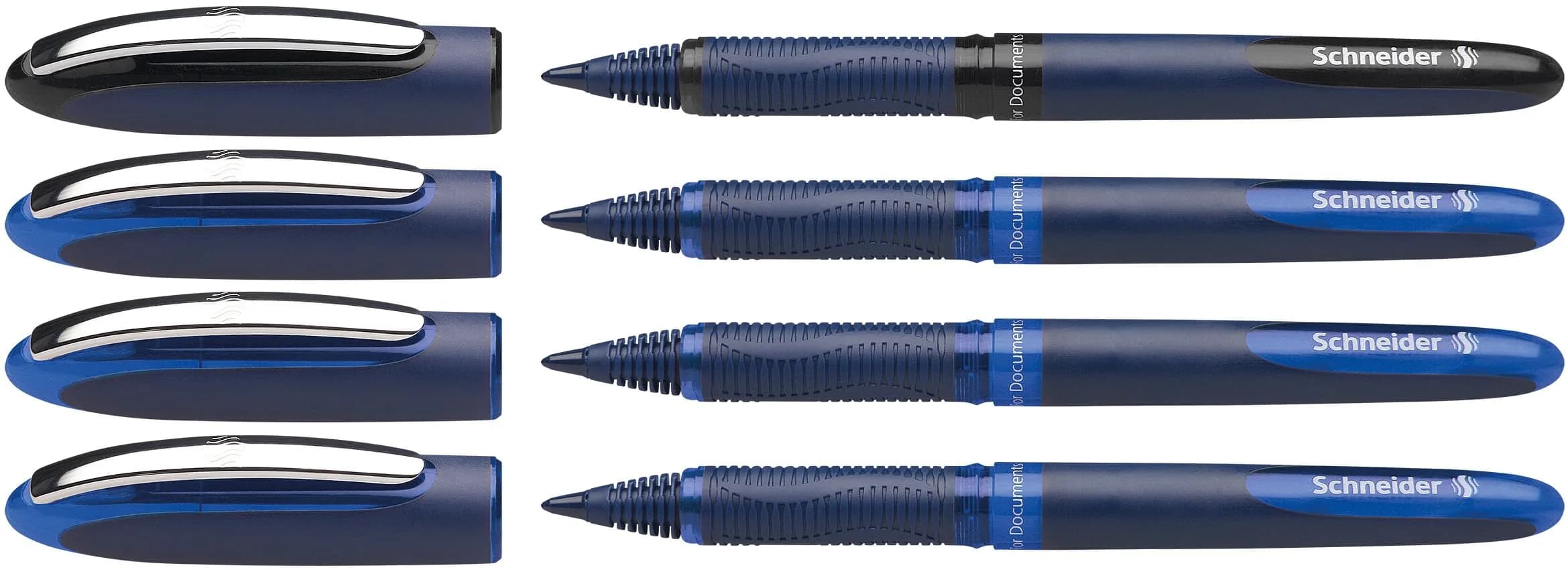 Schneider One Business Rollerball Pen Set: 3 Blue, 1 Black, 0.6mm Fine Tip, ISO 14145-2 Waterproof - main product image